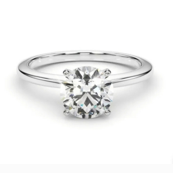 Diamond solitaire Moissanite engagement ring  2-carats silver band - Picture 1 of 10